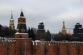 Moscow Kremlin towers. Color winter photo. Royalty Free Stock Photo