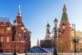 Moscow Kremlin view from Manezhnaya Square, Russia Royalty Free Stock Photo