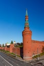 Moscow Kremlin Wall and Beklemishevskaya Tower Royalty Free Stock Photo