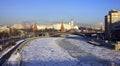 Moscow kremlin winter river bridge belfry