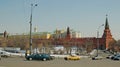 Crenelated Kremlin Wall and Towers and Armoury Chamber, Moscow, Russia Royalty Free Stock Photo