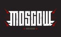 Moscow - Label or print for t-shirt with brutal inscription on dark background. Original lettering with grunge effect, red stars Royalty Free Stock Photo