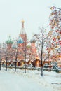 Moscow landmark St. Basil`s Cathedral, located on Red Square, Russia Royalty Free Stock Photo