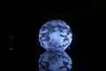 Moscow Lightfest. Nightly aqua ball on a lake in Ostankino Park. Art Object.