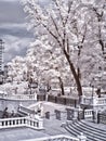 Moscow. Manezhnaya Square and Alexander Garden. Infrared photo