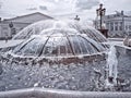 Moscow. Manezhnaya Square. Fountain. Infrared photo