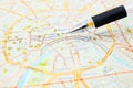 Moscow map detail - focus on Moscow city center Royalty Free Stock Photo