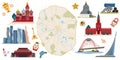 Moscow Map Sightseeing Set Royalty Free Stock Photo