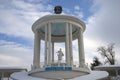 Moscow Sky. Cafe at VDNHA park in Moscow. Royalty Free Stock Photo