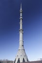 MOSCOW, RUSSIA, March 29, 2014 | Ostankino television tower. Very close, close-up. Broadcasting center. Popular touristic landmark