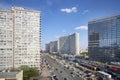 MOSCOW - MAY 10: Buildings at New Arbat Street, on May 10, 2013 in Moscow, Russia. Highway, called the New Arbat, was built in Royalty Free Stock Photo