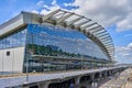 Moscow, 30 may 2021: Exterior view terminal A of international airport Vnukovo