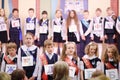 MOSCOW - MAY 27: Finalists of elementary school 1349 class 4A sing song on May 27, 2013 in Moscow. In Moscow 1727 schools (1588