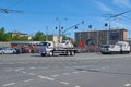 MOSCOW, MAY, 9, 2018: Great Victory holiday parade of Russian military vehicles: cabin snowmobile TTM-1901-40 Berkut 2 arctic. Cel