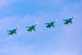 MOSCOW - MAY 7: Jet fighters make show Royalty Free Stock Photo