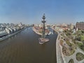 MOSCOW - May, 2019: Monument to Emperor Peter the Great Peter First , architect Zurab Tsereteli. landmark. Aerial view