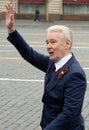 Moscow mayor Sergei Sobyanin on red square during the celebration of the 74th anniversary of Victory