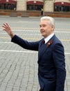 Moscow mayor Sergei Sobyanin on red square during the celebration of the 74th anniversary of Victory