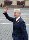 Moscow mayor Sergei Sobyanin on red square during the celebration of the 74th anniversary of Victory