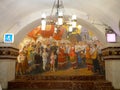 Moscow metro station beautiful wall mural paint interior decoration, Russia