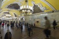 MOSCOW metro station Komsomolskaya, Russia. Metro station Komsomolskaya is a great monument of the Soviet era.