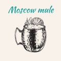 Moscow Mule Cocktail Hand Drawn Drink Vector Illustration