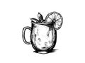 Moscow Mule Cocktail Hand Drawn Drink Vector Illustration. Bar. Beverage