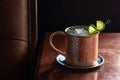 Moscow Mule Cocktail with Ice in Copper Mug Royalty Free Stock Photo