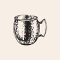 Moscow Mule Emty Mug Hand Drawn Drink Vector Illustration