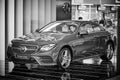 Moscow - 10.04.2017: New Mercedes car at the store with a driver