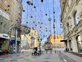 Moscow, Russia, December, 04, 2022. Moscow, Nikolskaya Street. Fragments of the buildings of the Nautilus Shopping Center and The