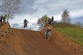 MOSCOW OBLAST, RUSSIA - SEPTEMBER 24 : Motocross, spectacular and extreme sport, off-road racing