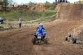 MOSCOW OBLAST, RUSSIA - SEPTEMBER 24 : Motocross, spectacular and extreme sport, off-road racing Quad bike ATV Russia, Klin 24 S Royalty Free Stock Photo