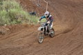 MOSCOW OBLAST, RUSSIA - SEPTEMBER 24 : Motocross, spectacular and extreme sport, off-road racing Quad bike ATV Russia, Klin 24 S Royalty Free Stock Photo