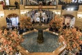 MOSCOW - October 28, 2018: Inside the GUM in autumn, main department store in Moscow, Russia. Fountain in Moscow GUM