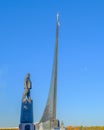 Monument to Korolev S.P. on the background of the monument to the conquerors of Space