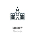 Moscow outline vector icon. Thin line black moscow icon, flat vector simple element illustration from editable monuments concept