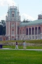 Moscow. Park Tsaritsyno. The Grand Palace. Architect Kazakov. Eight angular towers. Pseudo Gothik Royalty Free Stock Photo