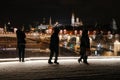 Moscow, Park Zariadye, soaring bridge, city, nature, people, architecture Royalty Free Stock Photo