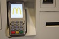 Payment terminal at McDonald`s fastfood restaurant