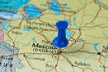 Moscow Pinned in a closeup map for football world cup 2018 in Russia Royalty Free Stock Photo