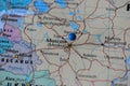 Moscow Pinned in a closeup map for football world cup 2018 in Russia Royalty Free Stock Photo