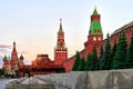 Moscow, Red Square, view of the Spasskaya Tower, mausoleum and St. Basil`s Cathedral Royalty Free Stock Photo