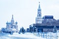 Moscow Red Square in winter, Russia. This place is a famous tourist attraction of Moscow Royalty Free Stock Photo