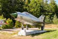 Moscow Region, Lukhovitsy city, Russia, August 22, 2015: Monument to the MiG-21 fighter-interceptor