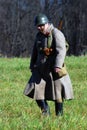 Moscow battle historical reenactment. Russian soldiers-reenactors Royalty Free Stock Photo