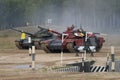 Two T-72B3 tanks on the tank biathlon track