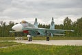 Moscow Region, Russia, July, 10, 2018. Jet fighter Sukhoy Su-27 on display of Military Park Royalty Free Stock Photo