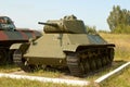 MOSCOW REGION, RUSSIA - JULY 30, 2006: Light Soviet tank T-50 in Royalty Free Stock Photo