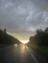 Moscow region, 22.08.2009, wet road after rain Royalty Free Stock Photo